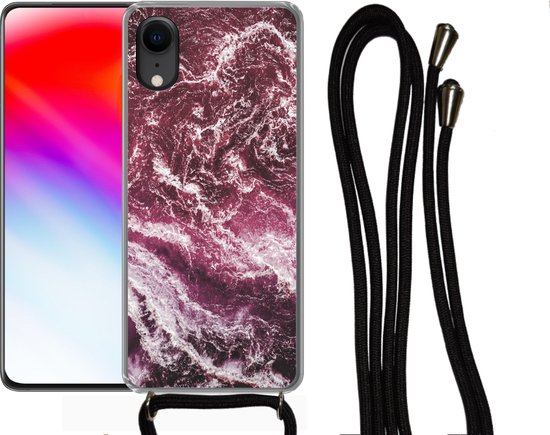 Cordon de téléphone - Chaîne de téléphone - Coque avec cordon iPhone XR - Marbre - Natuursteen - Minéraux - Siliconen - Bandoulière - Coque de téléphone avec cordon