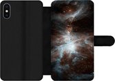 Bookcase Geschikt voor iPhone X telefoonhoesje - Galaxy - Planeet - Sterren - Met vakjes - Wallet case met magneetsluiting