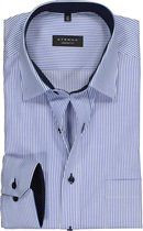 ETERNA comfort fit overhemd - twill heren overhemd - blauw met wit gestreept (blauw contrast) - Strijkvrij - Boordmaat: 41