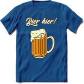 Bier Hier! T-Shirt | Bier Kleding | Feest | Drank | Grappig Verjaardag Cadeau | - Donker Blauw - M