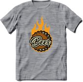 Bierdopje T-Shirt | Bier Kleding | Feest | Drank | Grappig Verjaardag Cadeau | - Donker Grijs - Gemaleerd - XXL