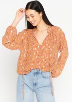 LOLALIZA Blouse met bloemenprint - Oranje - Maat 42