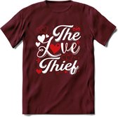The Love Thief - Valentijn T-Shirt | Grappig Valentijnsdag Cadeautje voor Hem en Haar | Dames - Heren - Unisex | Kleding Cadeau | - Burgundy - XXL