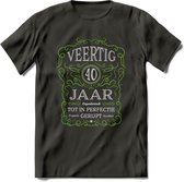 40 Jaar Legendarisch Gerijpt T-Shirt | Groen - Grijs | Grappig Verjaardag en Feest Cadeau Shirt | Dames - Heren - Unisex | Tshirt Kleding Kado | - Donker Grijs - M
