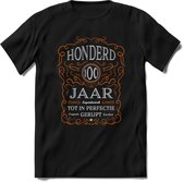 100 Jaar Legendarisch Gerijpt T-Shirt | Oranje - Grijs | Grappig Verjaardag en Feest Cadeau Shirt | Dames - Heren - Unisex | Tshirt Kleding Kado | - Zwart - XXL