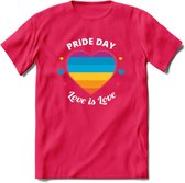 Love Is Love | Pride T-Shirt | Grappig LHBTIQ+ / LGBTQ / Gay / Homo / Lesbi Cadeau Shirt | Dames - Heren - Unisex | Tshirt Kleding Kado | - Roze - M