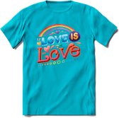 Love Is Love | Pride T-Shirt | Grappig LHBTIQ+ / LGBTQ / Gay / Homo / Lesbi Cadeau Shirt | Dames - Heren - Unisex | Tshirt Kleding Kado | - Blauw - XXL