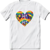 Love Is Love | Pride T-Shirt | Grappig LHBTIQ+ / LGBTQ / Gay / Homo / Lesbi Cadeau Shirt | Dames - Heren - Unisex | Tshirt Kleding Kado | - Wit - 3XL