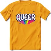 Queer | Pride T-Shirt | Grappig LHBTIQ+ / LGBTQ / Gay / Homo / Lesbi Cadeau Shirt | Dames - Heren - Unisex | Tshirt Kleding Kado | - Geel - 3XL