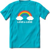 Love Is Love | Pride T-Shirt | Grappig LHBTIQ+ / LGBTQ / Gay / Homo / Lesbi Cadeau Shirt | Dames - Heren - Unisex | Tshirt Kleding Kado | - Blauw - XL