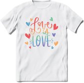 Love Is Love | Pride T-Shirt | Grappig LHBTIQ+ / LGBTQ / Gay / Homo / Lesbi Cadeau Shirt | Dames - Heren - Unisex | Tshirt Kleding Kado | - Wit - S