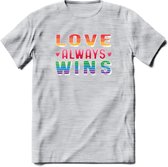 Love Wins | Pride T-Shirt | Grappig LHBTIQ+ / LGBTQ / Gay / Homo / Lesbi Cadeau Shirt | Dames - Heren - Unisex | Tshirt Kleding Kado | - Licht Grijs - Gemaleerd - L