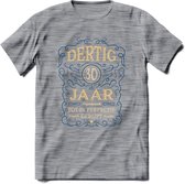 30 Jaar Legendarisch Gerijpt T-Shirt | Royal Blue - Ivoor | Grappig Verjaardag en Feest Cadeau Shirt | Dames - Heren - Unisex | Tshirt Kleding Kado | - Donker Grijs - Gemaleerd - X