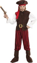 Widmann - Piraat & Viking Kostuum - Caribische Piratenjongen Carlos Kostuum - Rood, Bruin - Maat 158 - Carnavalskleding - Verkleedkleding