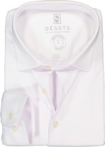 DESOTO slim fit overhemd - stretch pique tricot Kent kraag - wit - Strijkvrij - Boordmaat: 47/48
