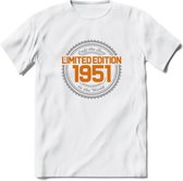 1951 Limited Edition Ring T-Shirt | Zilver - Goud | Grappig Verjaardag en Feest Cadeau Shirt | Dames - Heren - Unisex | Tshirt Kleding Kado | - Wit - M