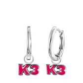 Zilveren oorringen met hanger enamel K3 -