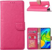 LuxeBass Hoesje geschikt voor Xiaomi Redmi Note 9 - Bookcase Roze - portemonnee hoesje - telefoonhoes - gsm hoes - telefoonhoesjes