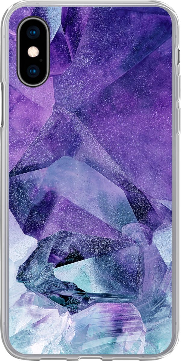 Telefoonhoesje Geschikt voor iPhone X hoesje - Mineralen - Natuursteen - Kristallen - Siliconen Telefoonhoesje