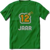 12 Jaar Feest T-Shirt | Goud - Zilver | Grappig Verjaardag Cadeau Shirt | Dames - Heren - Unisex | Tshirt Kleding Kado | - Donker Groen - L