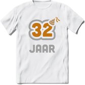 32 Jaar Feest T-Shirt | Goud - Zilver | Grappig Verjaardag Cadeau Shirt | Dames - Heren - Unisex | Tshirt Kleding Kado | - Wit - L