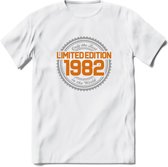 1982 Limited Edition Ring T-Shirt | Zilver - Goud | Grappig Verjaardag en Feest Cadeau Shirt | Dames - Heren - Unisex | Tshirt Kleding Kado | - Wit - M