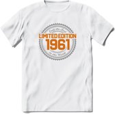 1961 Limited Edition Ring T-Shirt | Zilver - Goud | Grappig Verjaardag en Feest Cadeau Shirt | Dames - Heren - Unisex | Tshirt Kleding Kado | - Wit - XXL