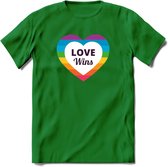 Love Wins | Pride T-Shirt | Grappig LHBTIQ+ / LGBTQ / Gay / Homo / Lesbi Cadeau Shirt | Dames - Heren - Unisex | Tshirt Kleding Kado | - Donker Groen - L