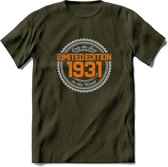1931 Limited Edition Ring T-Shirt | Zilver - Goud | Grappig Verjaardag en Feest Cadeau Shirt | Dames - Heren - Unisex | Tshirt Kleding Kado | - Leger Groen - M