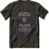 30 Jaar Legendarisch Gerijpt T-Shirt | Paars - Grijs | Grappig Verjaardag en Feest Cadeau Shirt | Dames - Heren - Unisex | Tshirt Kleding Kado | - Donker Grijs - XL
