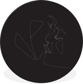 Illustration d'un baiser sur fond noir Cercle mural aluminium ⌀ 60 cm - Tirage photo sur cercle mural / cercle vivant / cercle de jardin (décoration murale)