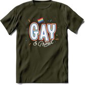 Gay | Pride T-Shirt | Grappig LHBTIQ+ / LGBTQ / Gay / Homo / Lesbi Cadeau Shirt | Dames - Heren - Unisex | Tshirt Kleding Kado | - Leger Groen - L