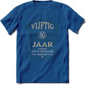 50 Jaar Legendarisch Gerijpt T-Shirt | Mos - Ivoor | Grappig Verjaardag en Feest Cadeau Shirt | Dames - Heren - Unisex | Tshirt Kleding Kado | - Donker Blauw - S