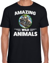 T-shirt koala - zwart - heren - amazing wild animals - cadeau shirt koala / koalaberen liefhebber L