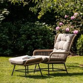 BUITEN living Dex wicker loungestoel tuin | wicker + aluminium | bamboe taupe