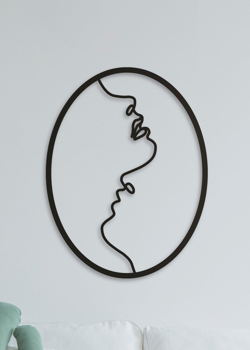 Wanddecoratie | Couple in oval - XL (61x80cm)