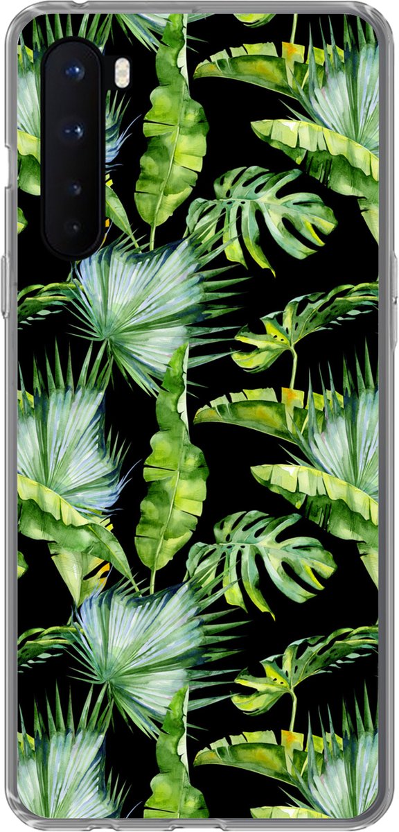 Telefoonhoesje Geschikt voor OnePlus Nord hoesje - Palmbladeren - Tropisch - Patronen - Siliconen Telefoonhoesje Telefoonhoesje