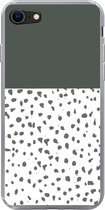 Geschikt voor iPhone SE 2020 hoesje - Stippen - Grijs - Wit - Siliconen Telefoonhoesje