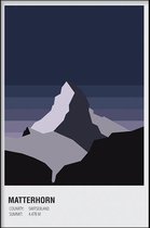 Walljar - Matterhorn Switserland Night - Muurdecoratie - Poster met lijst