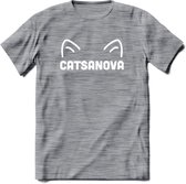 Catsanova - Katten T-Shirt Kleding Cadeau | Dames - Heren - Unisex | Kat / Dieren shirt | Grappig Verjaardag kado | Tshirt Met Print | - Donker Grijs - Gemaleerd - S