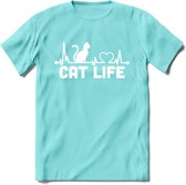 Cat Life - Katten T-Shirt Kleding Cadeau | Dames - Heren - Unisex | Kat / Dieren shirt | Grappig Verjaardag kado | Tshirt Met Print | - Licht Blauw - L