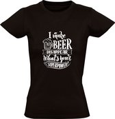 I make beer disappear. What's your superpower? | Dames T-shirt | Zwart | Ik laat bier verdwijnen. Wat is jouw superkracht? | Krachten | Bierpul | Beker | Borrel | Grappig