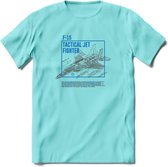 F-15 Vliegtuig T-Shirt | Unisex leger Kleding | Dames - Heren Straaljager shirt | Army F16 | Grappig bouwpakket Cadeau | - Licht Blauw - XL