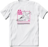 AV-8B Vliegtuig T-Shirt | Unisex leger Kleding | Dames - Heren Straaljager shirt | Army F16 | Grappig bouwpakket Cadeau | - Wit - L