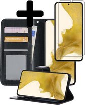 Samsung S22 Plus Hoesje Book Case Met Screenprotector - Samsung Galaxy S22 Plus Case Hoesje Wallet Cover Met Screenprotector - Zwart