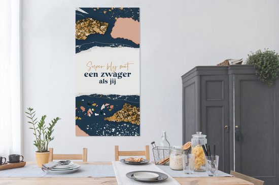 Tableau sur toile Beau-frère - Citations - Design - Rose - Or - 80x160 cm - Décoration murale