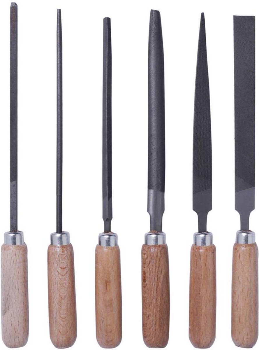 Bernstein Tools 5-240 Set sleutelvijlen met houten heft in etui 6-dlg. Lengte 100 mm 1 stuk(s)