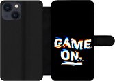 Bookcase Geschikt voor iPhone 13 Mini telefoonhoesje - Gaming - Game - Quote - Met vakjes - Wallet case met magneetsluiting