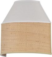 Wandlamp - Katoen en natuurlijk raffia - H 20 x W 20,5 x 10 cm - Wit