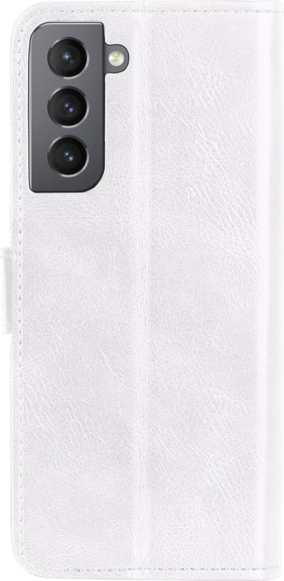 Samsung Galaxy S21 FE Case Book Bookcase avec protection d'écran - Samsung Galaxy S21 FE Screen Protector - Samsung Galaxy S21 FE Book Case avec protection d'écran Wit